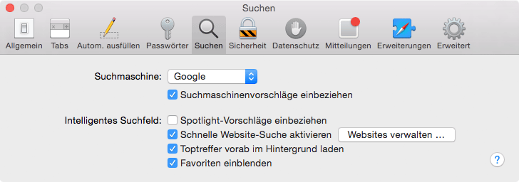 Mac Einstellungen Safari Spotlight